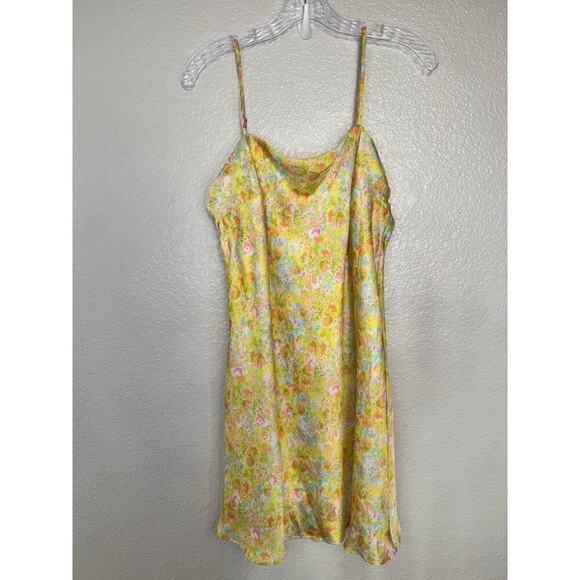 Morgan and Co. Yellow Floral Silk Mini Dress Size L - Picture 2 of 5